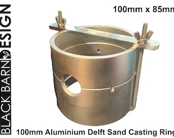 Anelli per stampo in alluminio in 2 parti da 100 mm, argilla Delft, petrobond, fusione in sabbia con morsetto