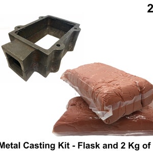 Kit de fundición en arena de 2 kg y matraz de 4 pines para fundición de metales (estilo Delft) Oro Plata Bronce