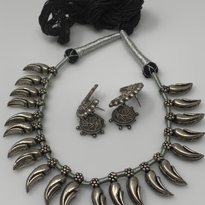 Oxidized Silver Necklace/ German silver Jewelry/ Afghan Jewelry/ Tribal Jewelry/ Dual Tone Oxidized Jewelry/ Silver Oxidized Choker