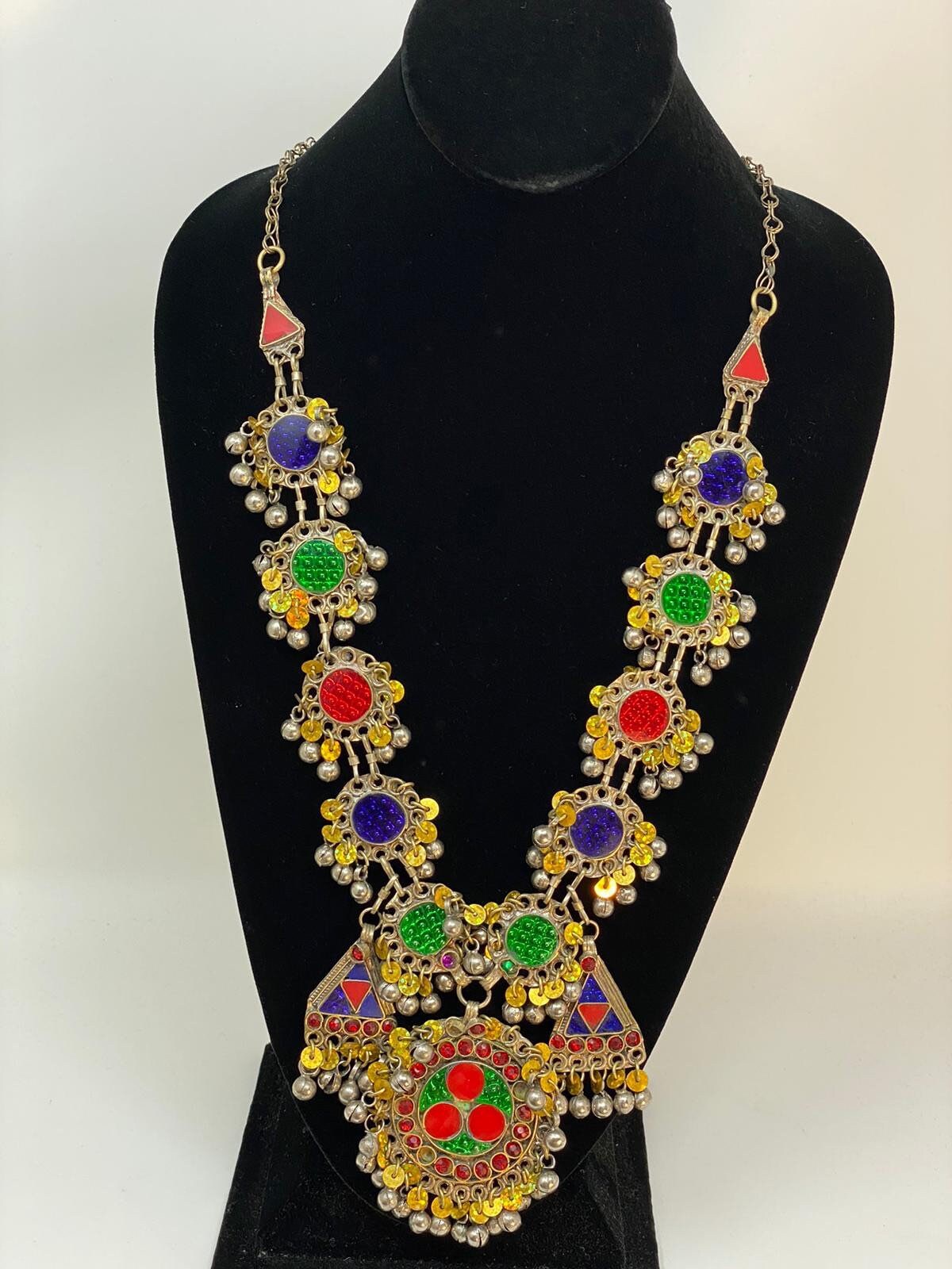 Afghan Necklace/ Vintage afghan necklace / Boho necklace / Etsy