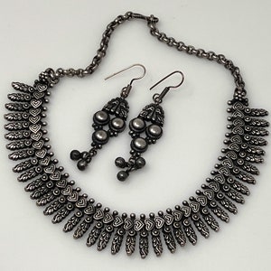 Oxidized Silver Necklace/ German silver Jewelry/ Afghan Jewelry/ Tribal Jewelry/ Dual Tone Oxidized Jewelry/ Silver Oxidized Choker
