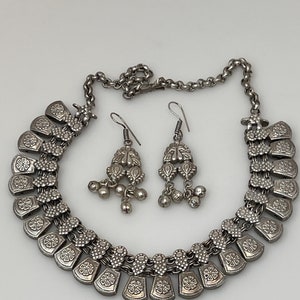 Oxidized Silver Necklace/ German silver Jewelry/ Afghan Jewelry/ Tribal Jewelry/ Dual Tone Oxidized Jewelry/ Silver Oxidized Choker