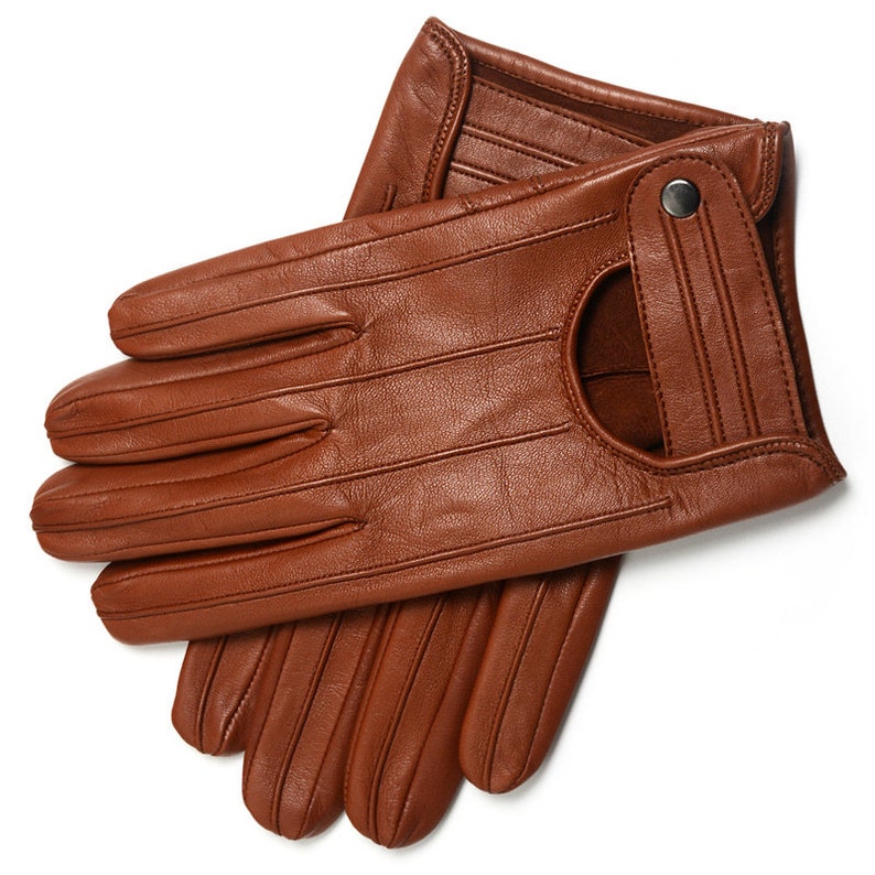 cognac leather gloves