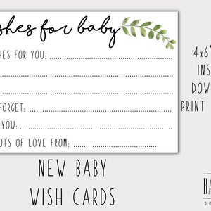 Tarjetas de deseos para bebés / Tarjetas para baby shower / Juegos para baby shower / Descarga instantánea para bebé / Tarjetas de deseos para bebés imprimibles para ti