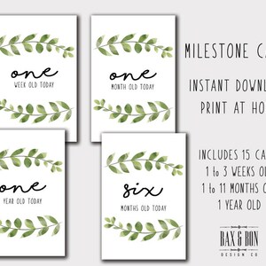 Impression instantanée de cartes jalons bébé | Téléchargez des cartes d'étapes à impression instantanée | Jalons bébé imprimables
