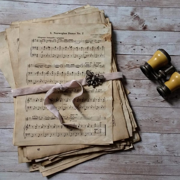 Coffee dyed Sheet Music. vintage looking Sheet Music