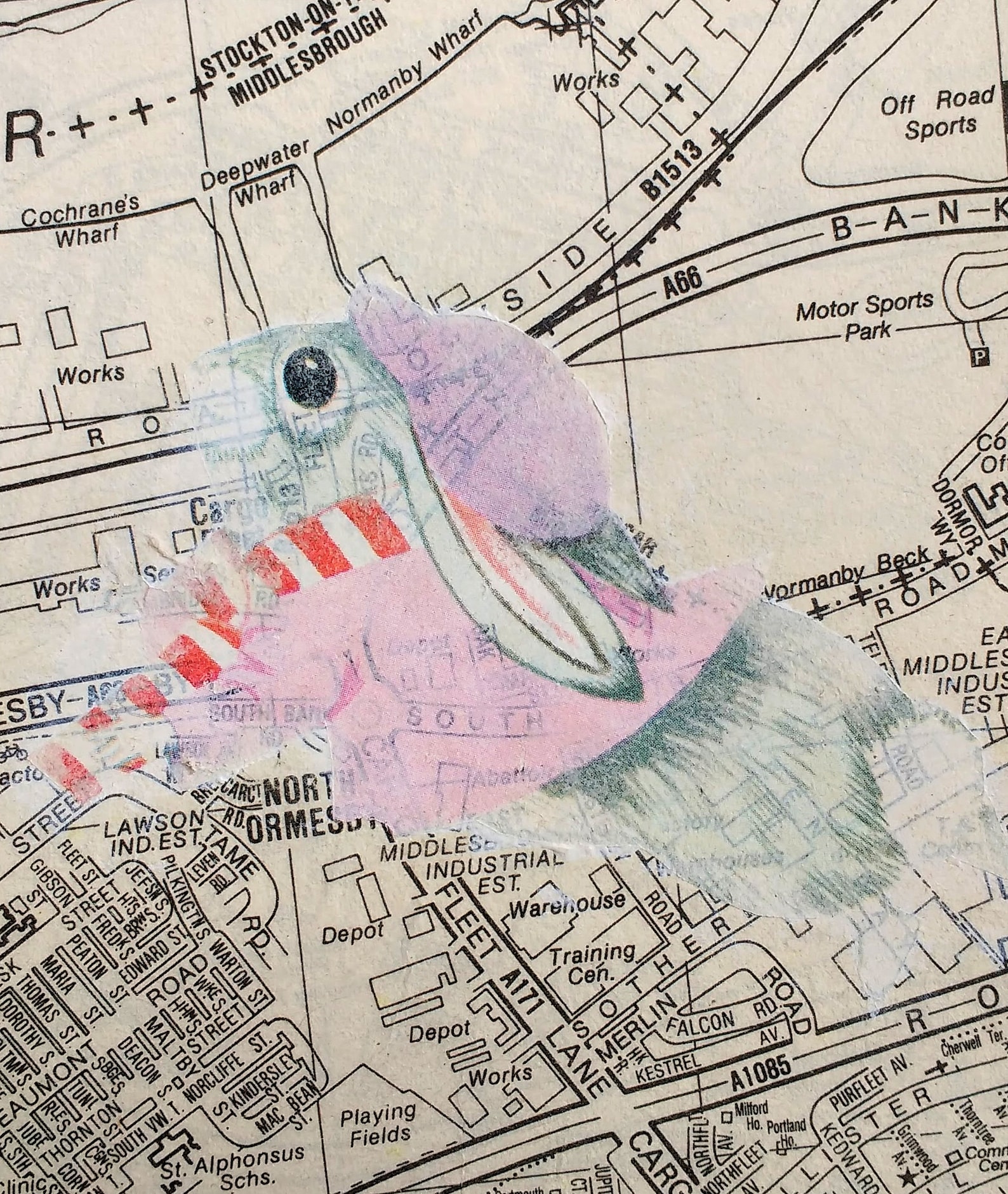 Image Transfer Rabbit on Street Map, Mixed Media, White Rabbit, Alice ...