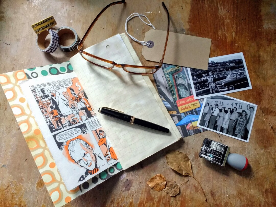 Retro 1960/70s Travelers Notebook Insert: Handmade Junk Journal - Etsy