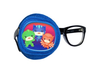 Ooglapje voor een bril voor kinderen/ Herbruikbare occlusiepleister voor kinderen/ Lui-oogtherapie/ Amblyopiebehandeling/ Strabisme/ Superheldenpatch voor kinderen