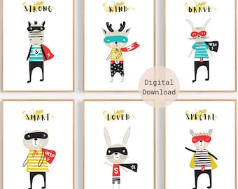 Superhero Prints For Boys Room, Superhero Nursery, I Am Affirmations, Classroom Decor, Affirmation Prints, Kids Wall Art