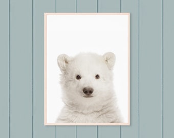Impresión de oso polar - Arte de pared para guardería - Arte de pared imprimible - Impresión digital - Arte de pared para habitación infantil
