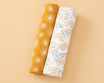 Muslin Wrap Set of 2, Swaddle Set, Muslin Swaddle Baby Wrap, Newborn Gift, Muslin Blanket, Stroller Cover, Nursing Cover