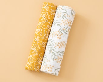 Set of 2 Muslin Swaddles, Swaddle Set, Muslin Swaddle Baby Wrap, Newborn Gift, Muslin Blanket, Stroller Cover, Nursing Cover