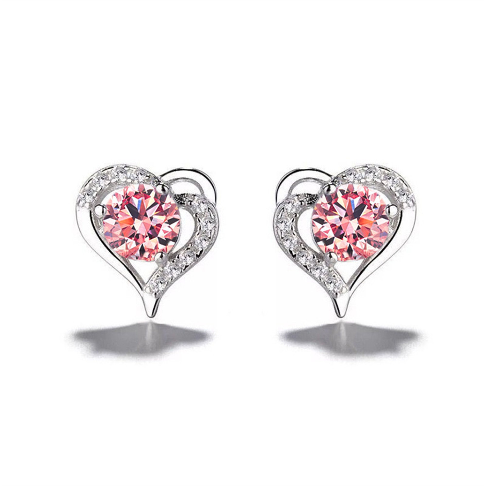 LV Earrings Fashion Heart Shaped Micro Diamond 925 Silver Earrings