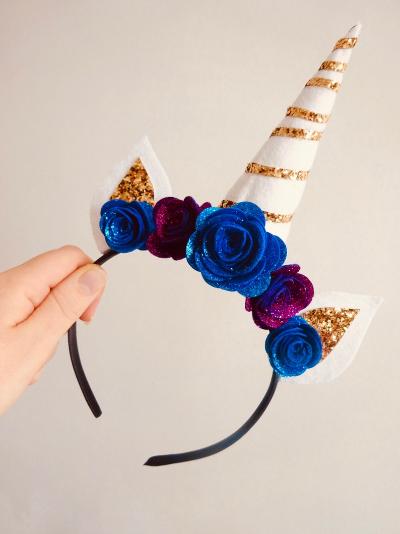 UNICORN HORN HEADBAND Unicorn Headpiece Felt Flower Crown Childrens Gift Unicorn Costume Galaxy Glitter