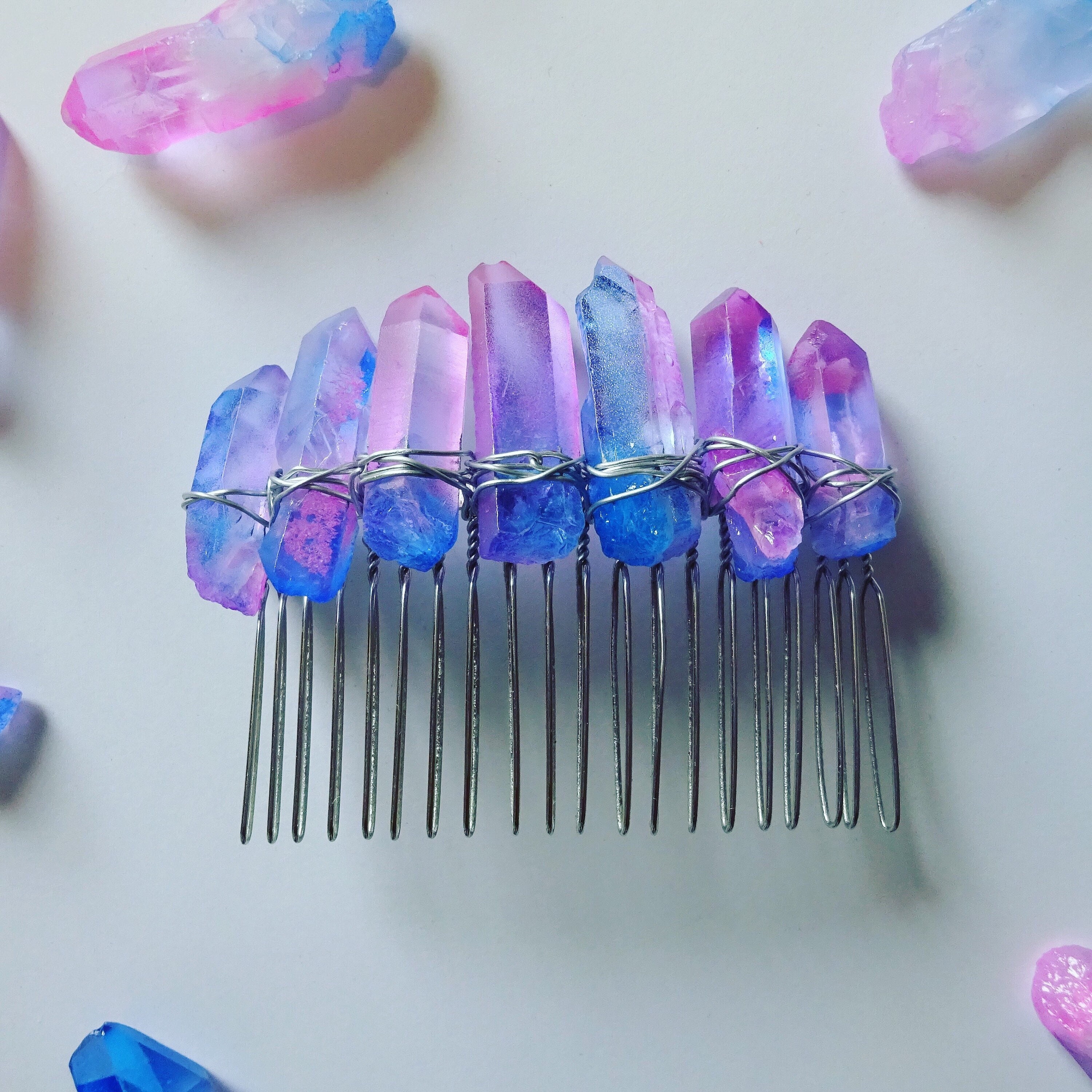 Silver Tone & Purple Crystal Cross and Crystal Hair Comb Purple Crystal and Silver Hair Comb - Etsy main image 2