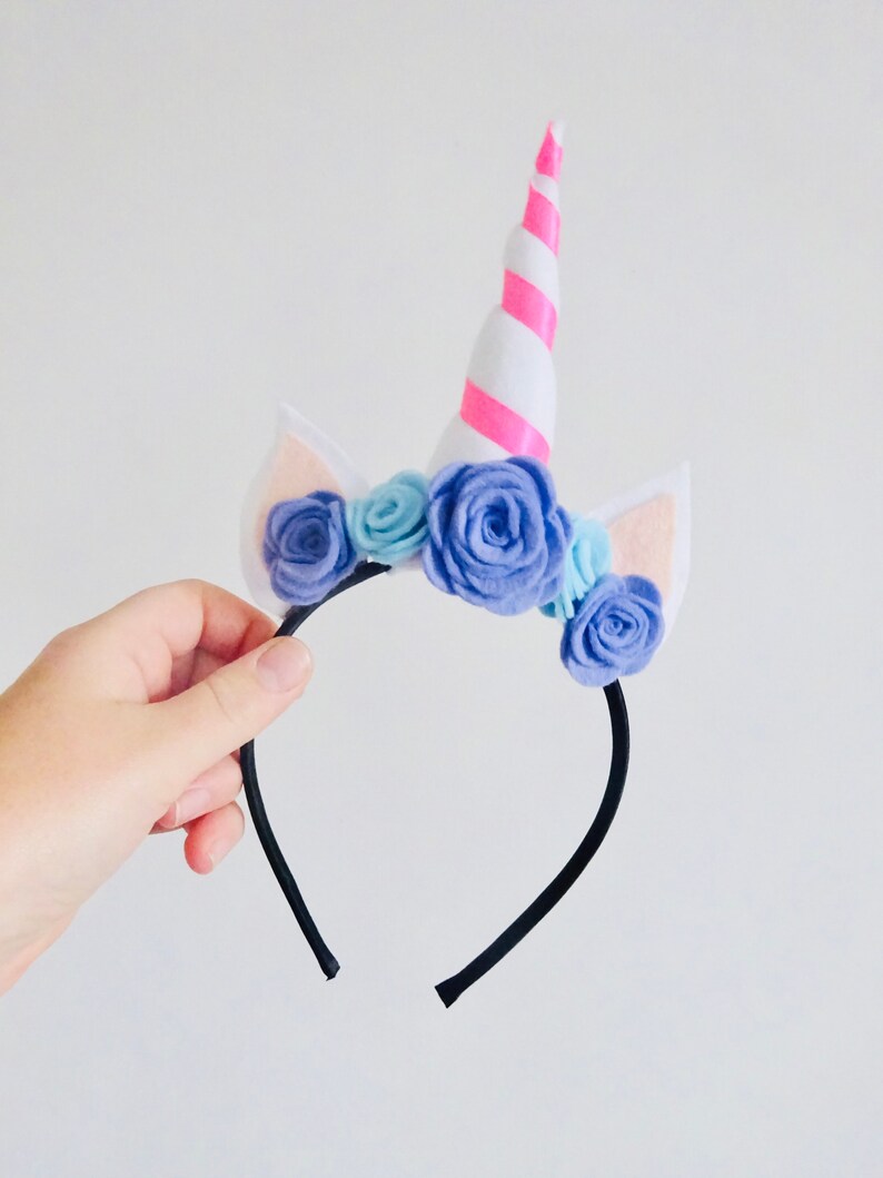 UNICORN HORN HEADBAND Unicorn Headpiece Felt Flower Crown Childrens Gift Unicorn Costume Pink Spiral