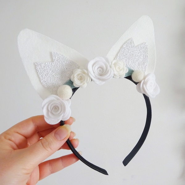 Fox Ears Headband Arctic Snow Fox - Adults and Children’s Fox Headband - Fox Costume Headbands - Fox Flower Crown