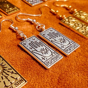 Tarot Card Earrings Witchy - Gold Tarot Earrings Silver 925 ear hooks - The star Tarot Earrings, The Sun Tarot Earrings