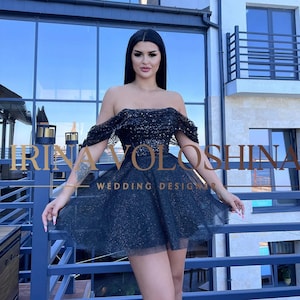 Evening dress Prom dress Gothic dress Elopement dress Short wedding dress Corset dress Sparkly dress Glitter dress Party dress Black dress