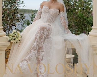 Robe de mariée en dentelle Robe de mariée unique Robe de mariée personnalisée Robe de mariée sexy Robe de mariée moderne Robe de mariée corset Robe de mariée trapèze