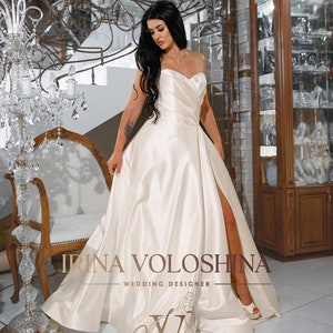 Simple wedding dress Satin wedding dress Corset wedding dress Princess wedding dress Strapless wedding dress Minimalist wedding dress