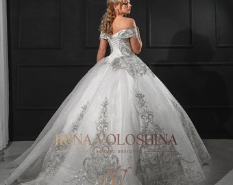 Fairy wedding dress Corset wedding dress Tulle wedding dress Ball gown Off shoulder wedding dress  Bohemian wedding dress Bridal gown