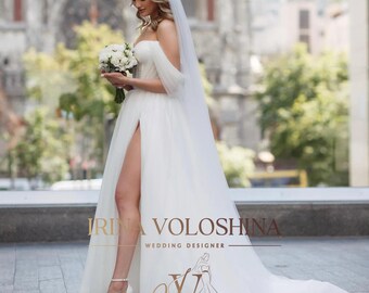 Tulle wedding dress Beach wedding dress Corset wedding dress Off the shoulder wedding dress A line wedding dress Fairy dress Ball gown