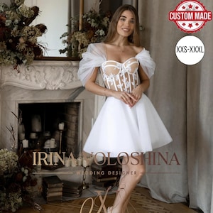 Elopement Kleid Kurzes Hochzeitskleid Empfang Hochzeitskleid Korsett Brautkleid Tüll Hochzeitskleid Brautdusche Kleid Zweiter Hochzeitslook