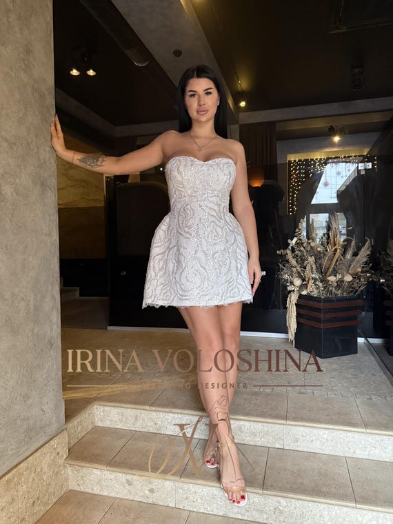 Buy Short Wedding Dress Corset Wedding Dress Elopement Wedding Dress  Sparkling Wedding Dress Vegas Wedding Dress Bridal Shower Dress Online in  India - Etsy