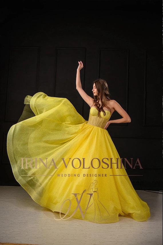 Colorful Wedding Dress Wedding Guest Dress Princess Wedding Dress Corset  Dress Glitter Wedding Dress Ball Gown Yellow Dress Tulle Dress - Etsy Canada