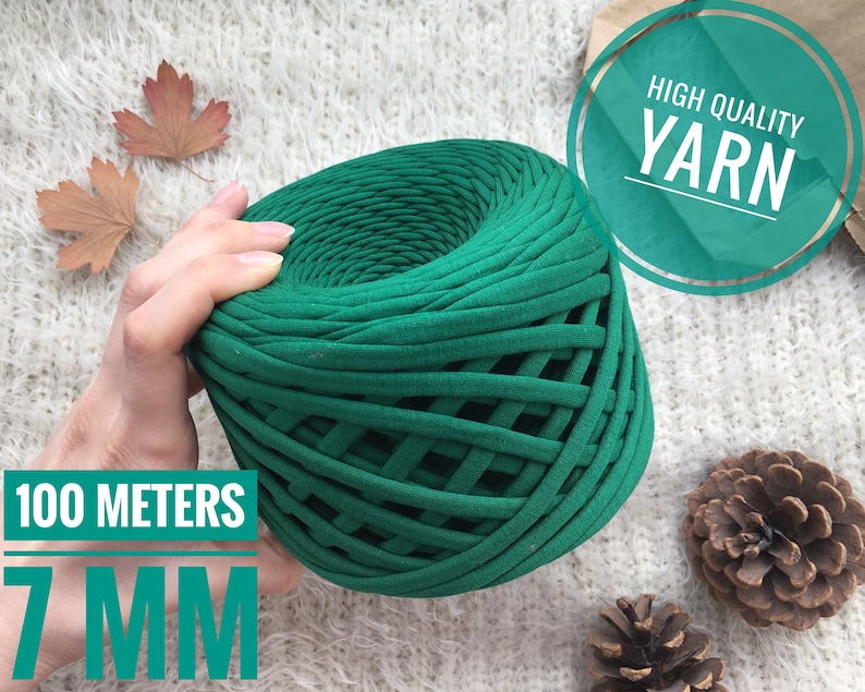 Cotton fabric yarn T-shirt yarn green for crochet baskets 7 mm 109 yards Zpagetti chunky yarn crochet yarn for pillows tshirt spaghetti