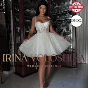 Elopement Kleid Kurzes Hochzeitskleid Korsett Hochzeitskleid Brautdusche Kleid Einfaches Hochzeitskleid Tüll-Hochzeitskleid Rehearsal Dinner Dress