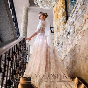 Boho wedding dress Lace wedding dress Wedding dress with sleeves Wedding ball gown Wedding dress with train Princess wedding dress