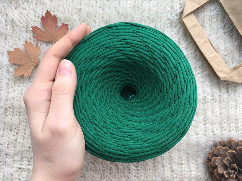 Cotton fabric yarn T-shirt yarn green for crochet baskets 7 mm 109 yards Zpagetti chunky yarn crochet yarn for pillows tshirt spaghetti