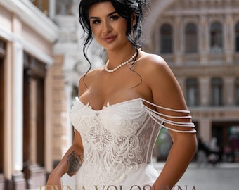 Tulle wedding dress Custom wedding dress A line wedding dress Fairy dress Corset wedding dress Beach wedding dress Bridal dress Ball gown