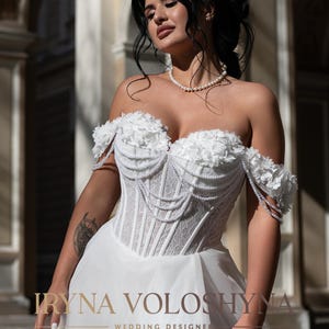 Luxury wedding dress Corset wedding dress Boho glam wedding dress Tulle wedding dress Bridal dress A line wedding dress Custom bridal gown