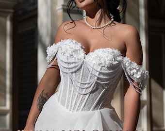 Luxury wedding dress Corset wedding dress Boho glam wedding dress Tulle wedding dress Bridal dress A line wedding dress Custom bridal gown