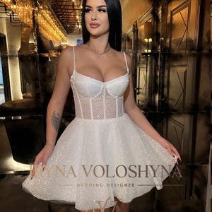 Elopement wedding dress Kurzes Hochzeitskleid Wedding showerkleid Custom Size Korsetthochzeitskleid Wedding showerkleid Schlichtes Hochzeitskleid