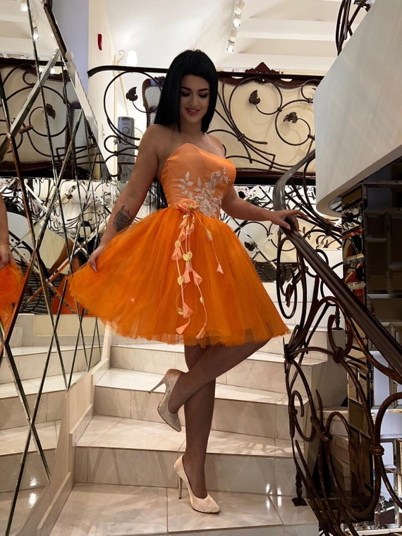 Short Prom Dress Tulle Dress Prom Dress Corset Orange Ball - Etsy