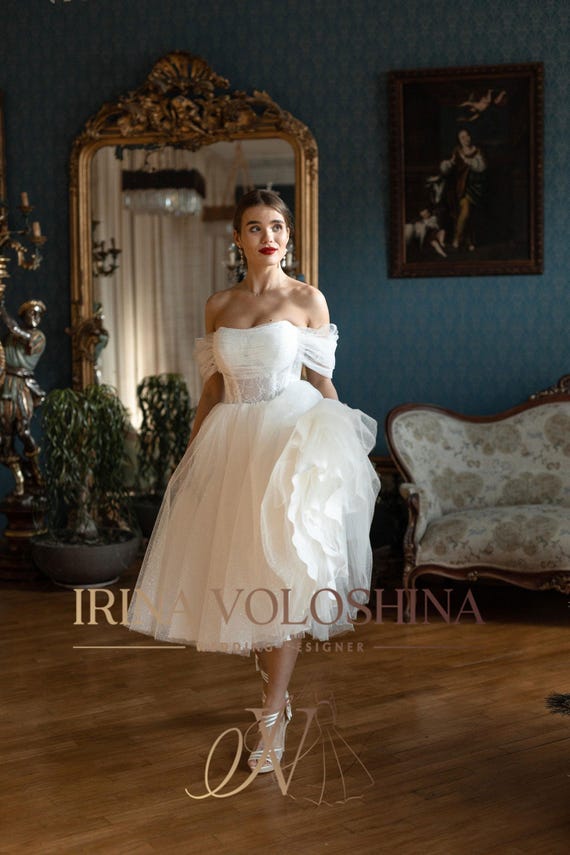 off the shoulder elopement dress Off shoulder long sleeve satin wedding dress
