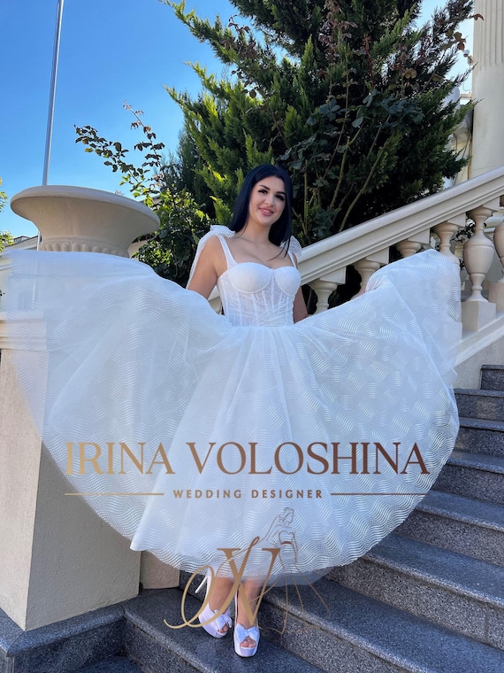 Elopement Wedding Dress Tea Length Wedding Dress Tulle Wedding Dress Short  Wedding Dress Corset Wedding Dress Midi Wedding Dress - Etsy