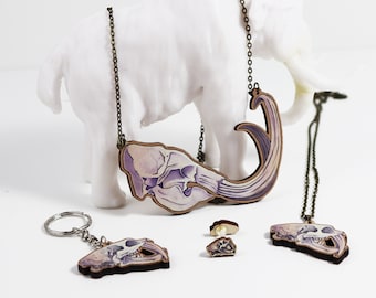 Stone Age Collection (mammoth, saber-toothed tiger/smilodon as necklace, pendant, statement necklace, ring or ear studs)