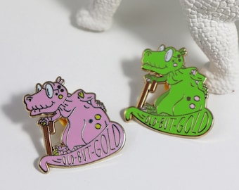 Hard Enamel Pin: "Old But Gold" Grannysaurus Rex (Tyrannosaurus)