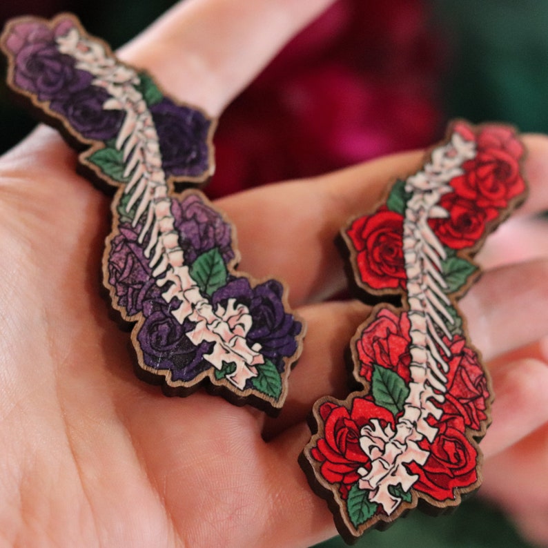 Spine with Roses Dinosaur Pins & Magnets image 6