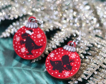 Dino Christmas tree balls - Earrings