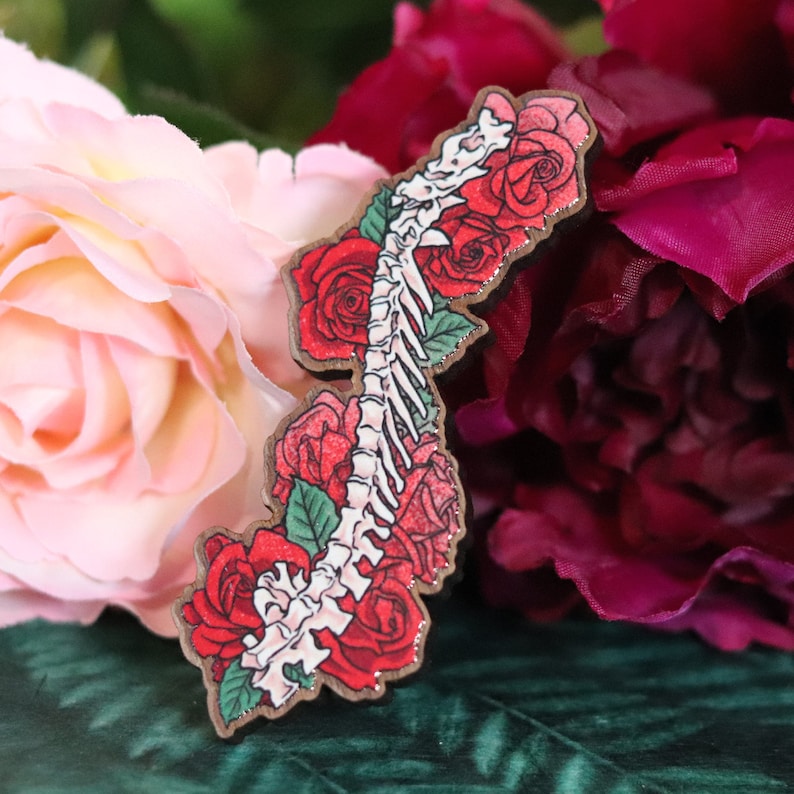 Spine with Roses Dinosaur Pins & Magnets image 3
