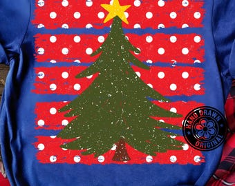 Christmas Polka Dot Stripes PNG ~ Christmas Tree Design ~ Preppy Stripes ~ Holiday Vibes ~ Distressed ~ Girly Brushstrokes ~ Hand Drawn PNG