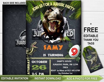 jurassic world invitations etsy jurassic park invitations