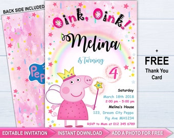 peppa pig invitation etsy